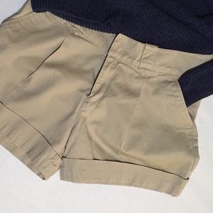 Khaki Cuffed Shorts - Relaxed Boyfriend Fit Korean
